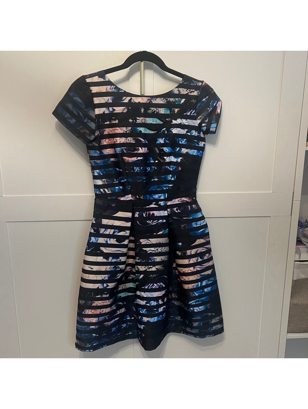 Closet London Floral Fit & Flare Dress US 4